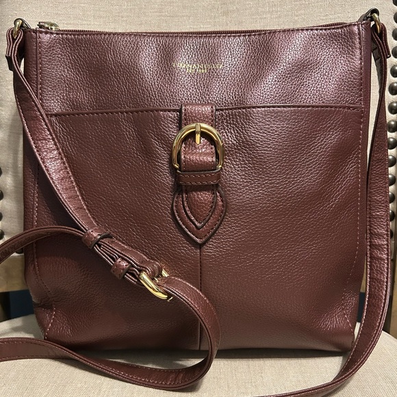 Tignanello Handbags - Tignanello Leather Crossbody Bag in Metallic Maroon